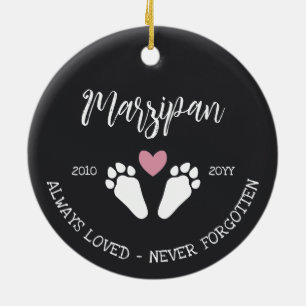 Pink Heart Bunny Paws Never Forgotten Memorial Ceramic Tree Decoration