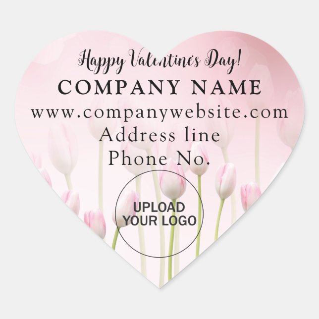 Pink Heart Business Valentine Greeting Sticker (Front)
