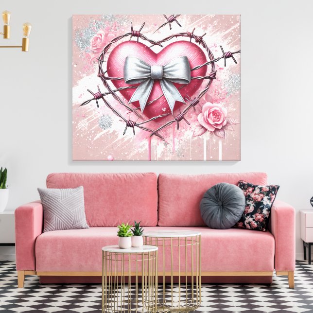Pink Heart Canvas Print (Insitu(LivingRoom))