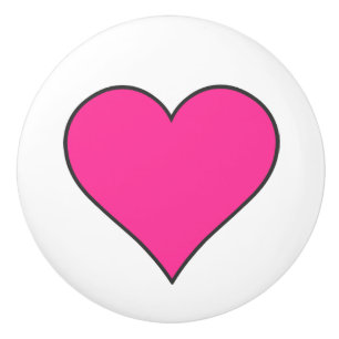Pink Heart/Ceramic Knob