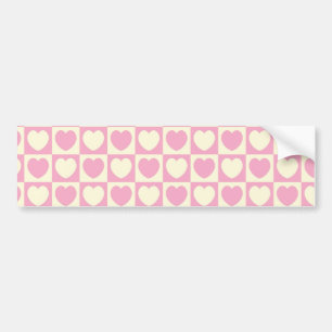 Pink Heart Chequered Background Bumper Sticker