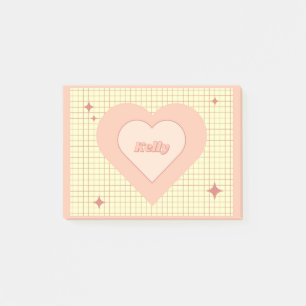 Pink Heart Chequered Pattern Valentine's Day Post-it Notes