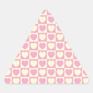 Pink Heart Chequered Triangle Sticker