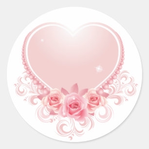 Pink Heart Classic Round Sticker