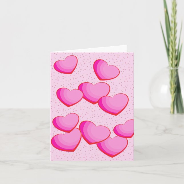 Pink Heart Cluster Dots Valentine Holiday Card (Front)