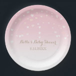 Pink Heart Confetti Baby Shower Paper Plate<br><div class="desc">Soft and dreamy,  this beautiful invitation features heart confetti on gradient pink background. Click to customise further to change font style and colour.</div>