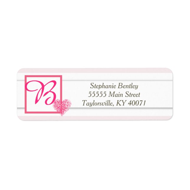 Pink Heart Confetti Wedding Return Address Label (Front)