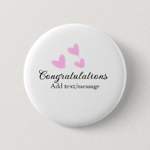 Pink heart congratulations graduation watercolor a 6 cm round badge