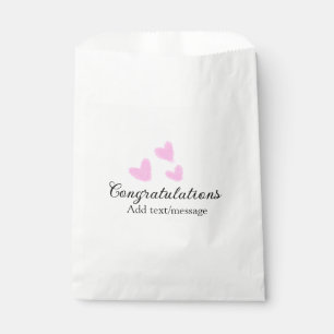 Pink heart congratulations graduation watercolor a favour bags