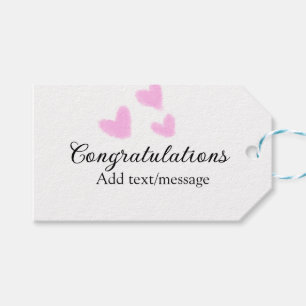 Pink heart congratulations graduation watercolor a gift tags