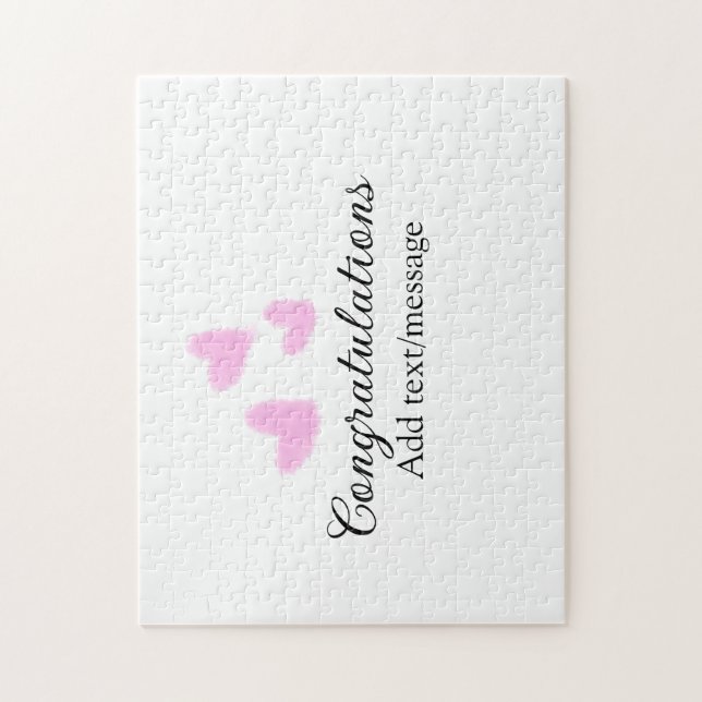 Pink heart congratulations graduation watercolor a jigsaw puzzle (Vertical)