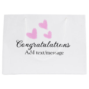 Pink heart congratulations graduation watercolor a large gift bag