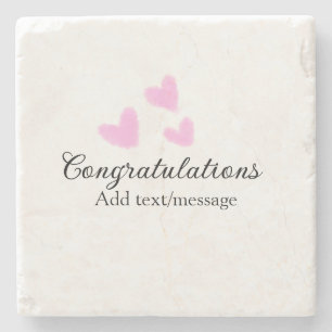 Pink heart congratulations graduation watercolor a stone coaster