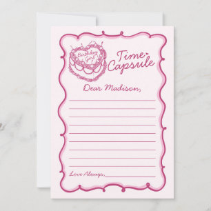 Pink Heart Coquette Cherry Cake Time Capsule Invitation