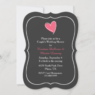 Pink Heart Couple's Wedding Shower Invitation