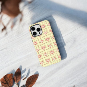 Pink Heart Cream Chequered Valentine's Day Gift iPhone 16 Pro Max Case