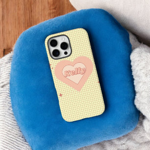Pink Heart Cream Chequered Valentine's Day Gift iPhone 16 Pro Max Case
