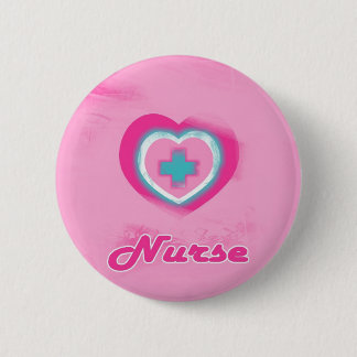 Pink Heart & Cross- Nurse 6 Cm Round Badge