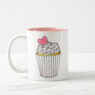 Pink Heart Cupcake Personalised Wedding Mug