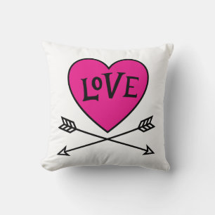 Pink Heart Cupid's Bows LOVE Cushion