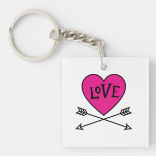 Pink Heart Cupid's Bows LOVE Magnet Key Ring
