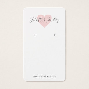 Pink Heart Cute Custom Earring Holder Card