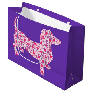 Pink Heart Dachshund Large Gift Bag