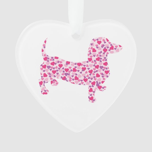 Pink Heart Dachshund Ornament (Front)
