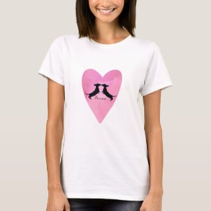 Pink Heart Dachshund Silhouette Valentine Shirt