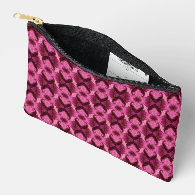 Pink Heart Damask Accessory Pouch (Open)