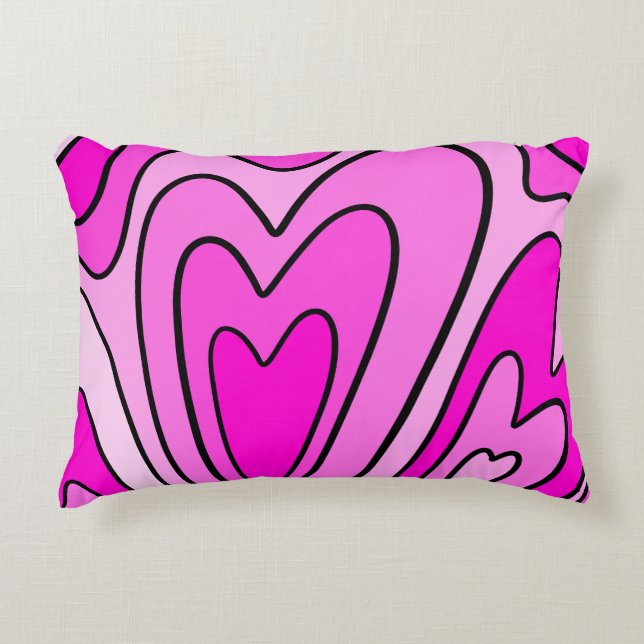 Pink heart design decorative cushion (Front)