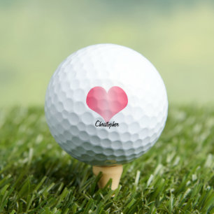Pink Heart Design Personalised Golf Balls