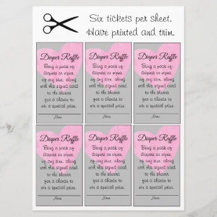 Pink Heart Diaper Raffle Small Girl Baby Shower Invitation
