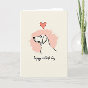 Pink Heart Dog Mothers Day Card