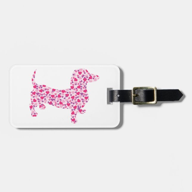 Pink Heart Doxies Luggage Tag (Front Horizontal)