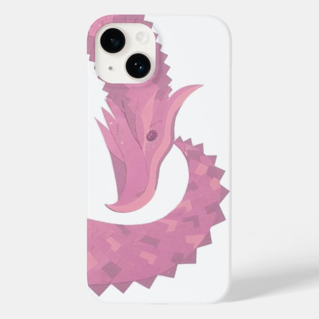 Pink heart dragon on white Case-Mate iPhone case (Back)