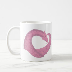 Pink heart dragon on white coffee mug