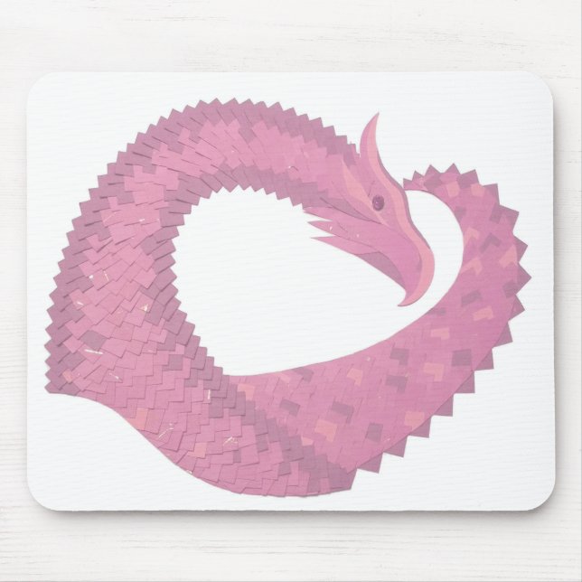 Pink heart dragon on white mouse mat (Front)