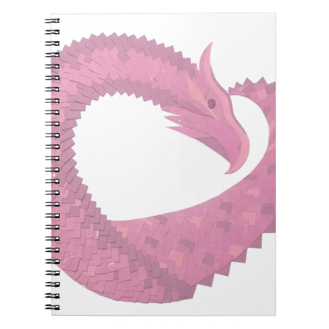 Pink heart dragon on white notebook (Front)