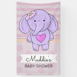Pink Heart Elephant Add Name & Event Banner