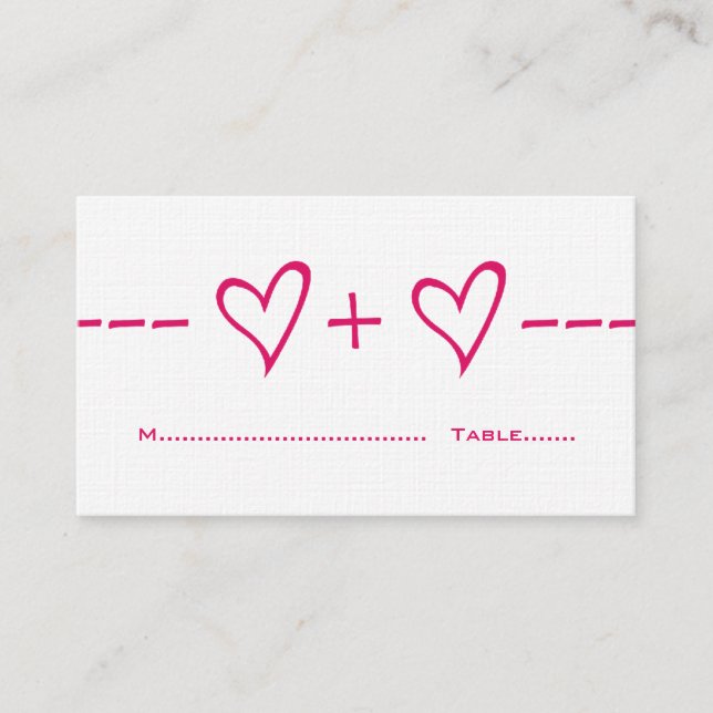 Pink Heart Equation Place Card (Front)