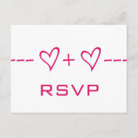 Pink Heart Equation RSVP Postcard