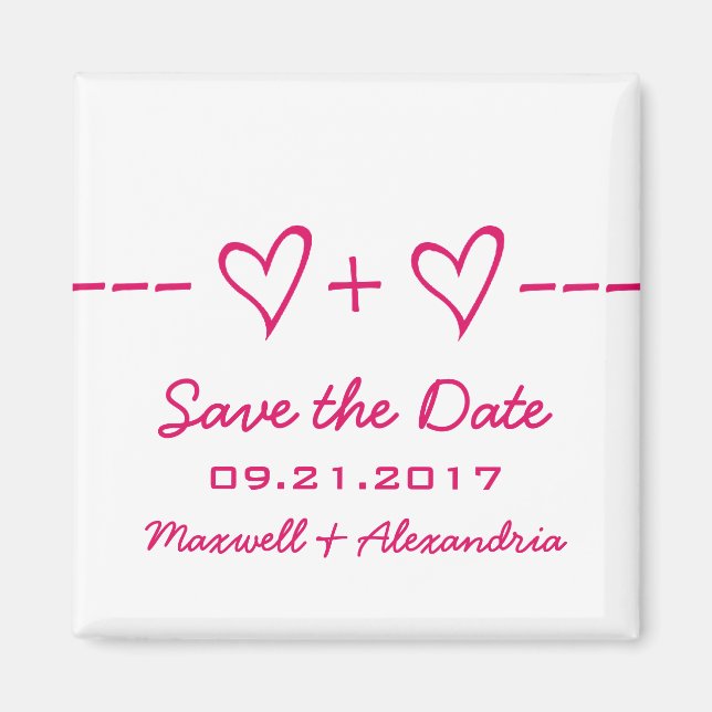 Pink Heart Equation Save the Date Magnet (Front)