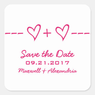 Pink Heart Equation Save the Date Stickers