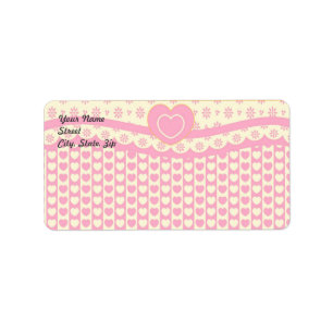 Pink Heart Eyelet Background Address Sticker
