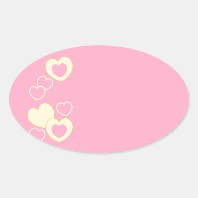 Pink Heart Eyelet Background Oval Sticker (Front)