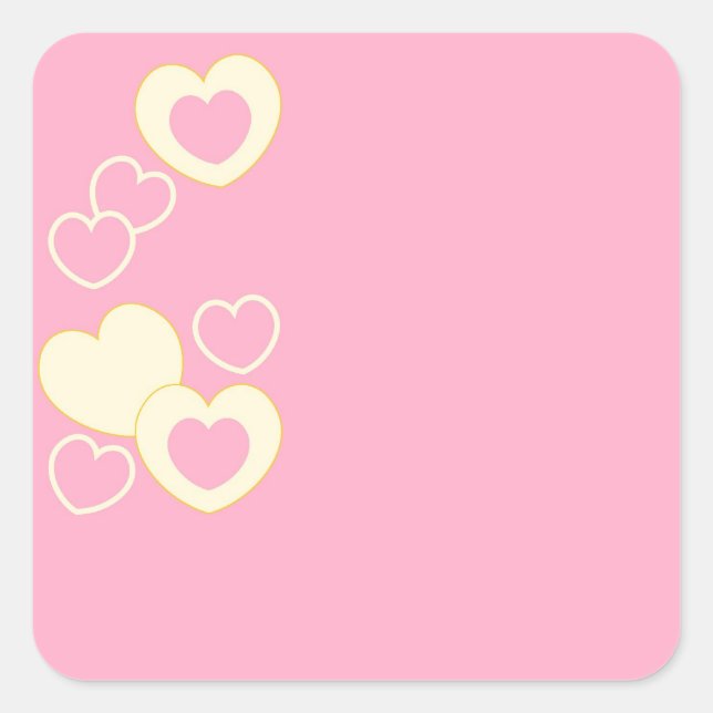 Pink Heart Eyelet Background Square Sticker (Front)