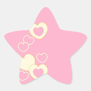 Pink Heart Eyelet Background Star Sticker