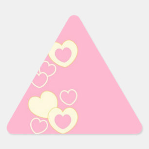 Pink Heart Eyelet Background Triangle Sticker