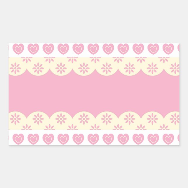 Pink Heart Eyelet Rectangle Sticker (Front)